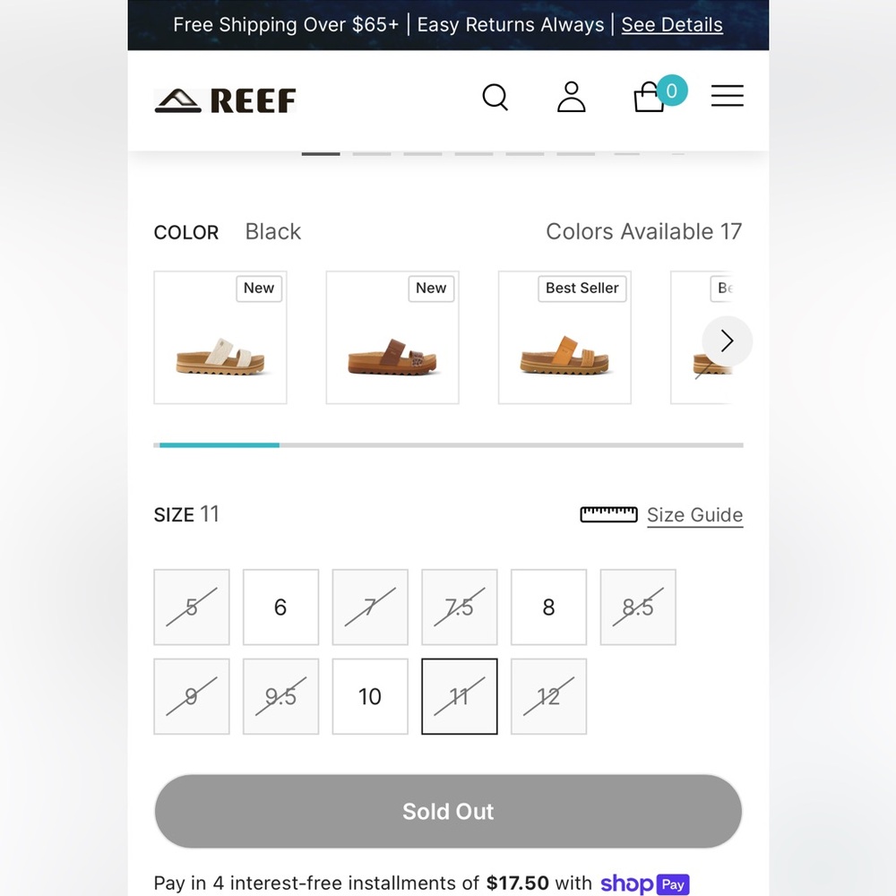 Black Reef Ladies Cushion Vista Hi Sandal (Size 11) - Picture 3 of 10